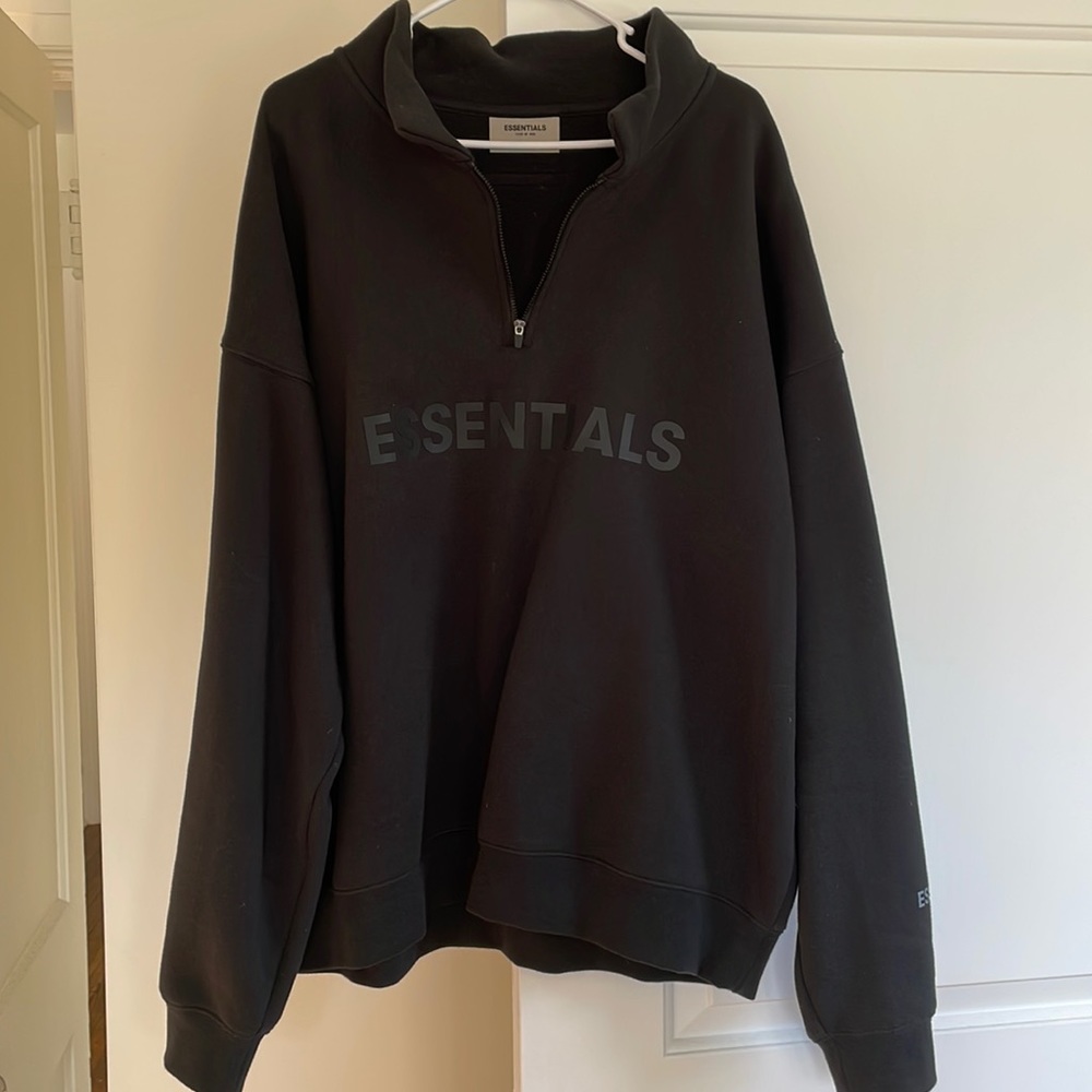 Fear of God Essentials Half Zip Pullover Sweater Dark Slate/Black